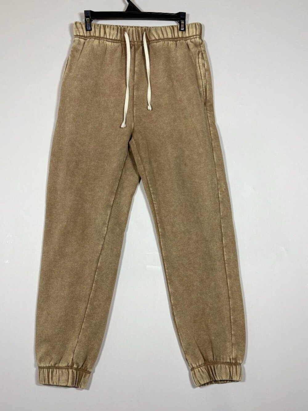 Zenana Sandstone Brown Fleece Jogger Sweatpants Size M